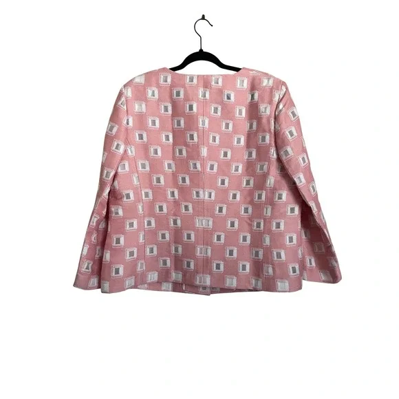 Escada Bethel Rosehip Pink Geometric Wool Silk Blend Jacket Blazer 46 Artsy Work - Picture 5 of 9